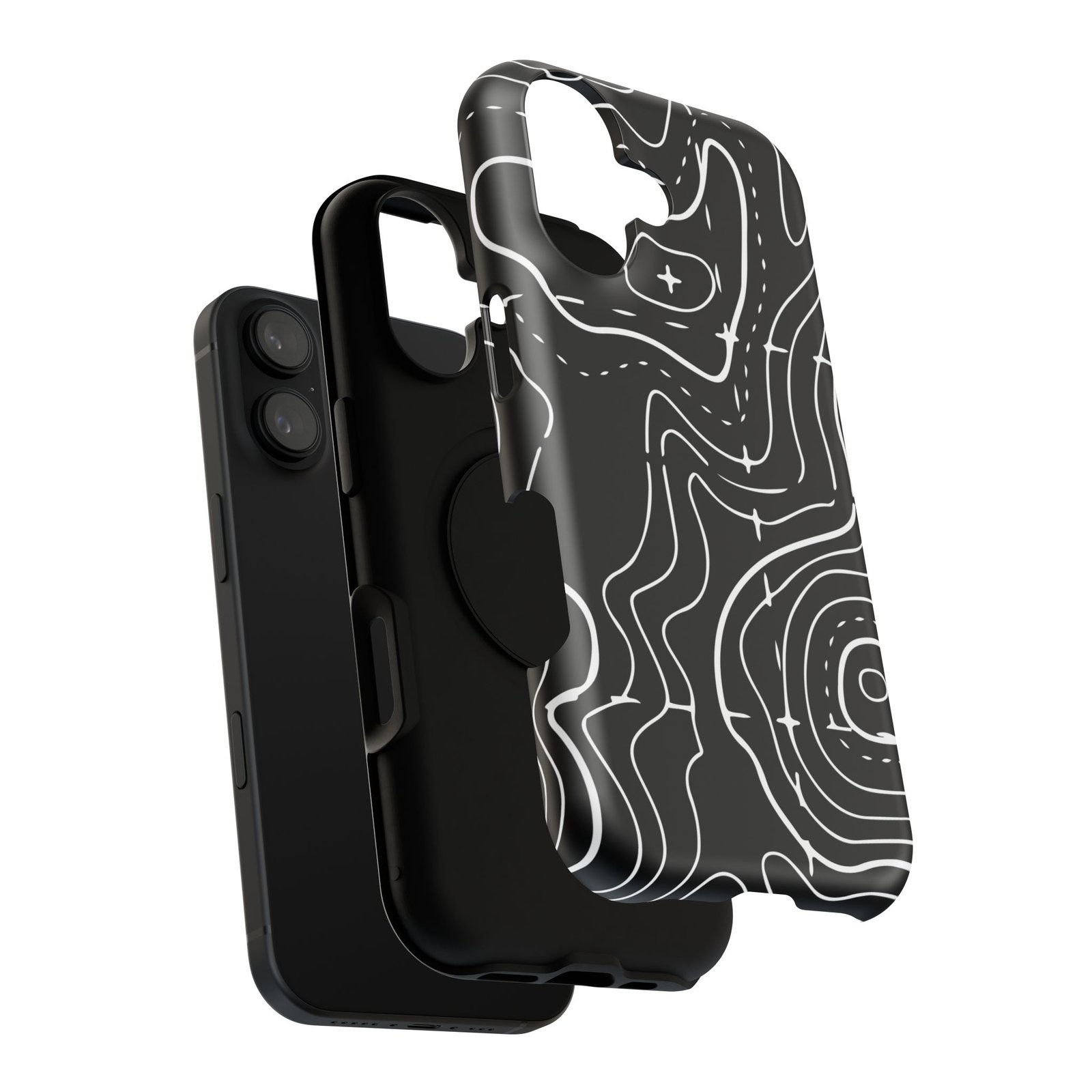 Topographic Black Phone Case — Impact-Resistant iPhone Cover - Image 128