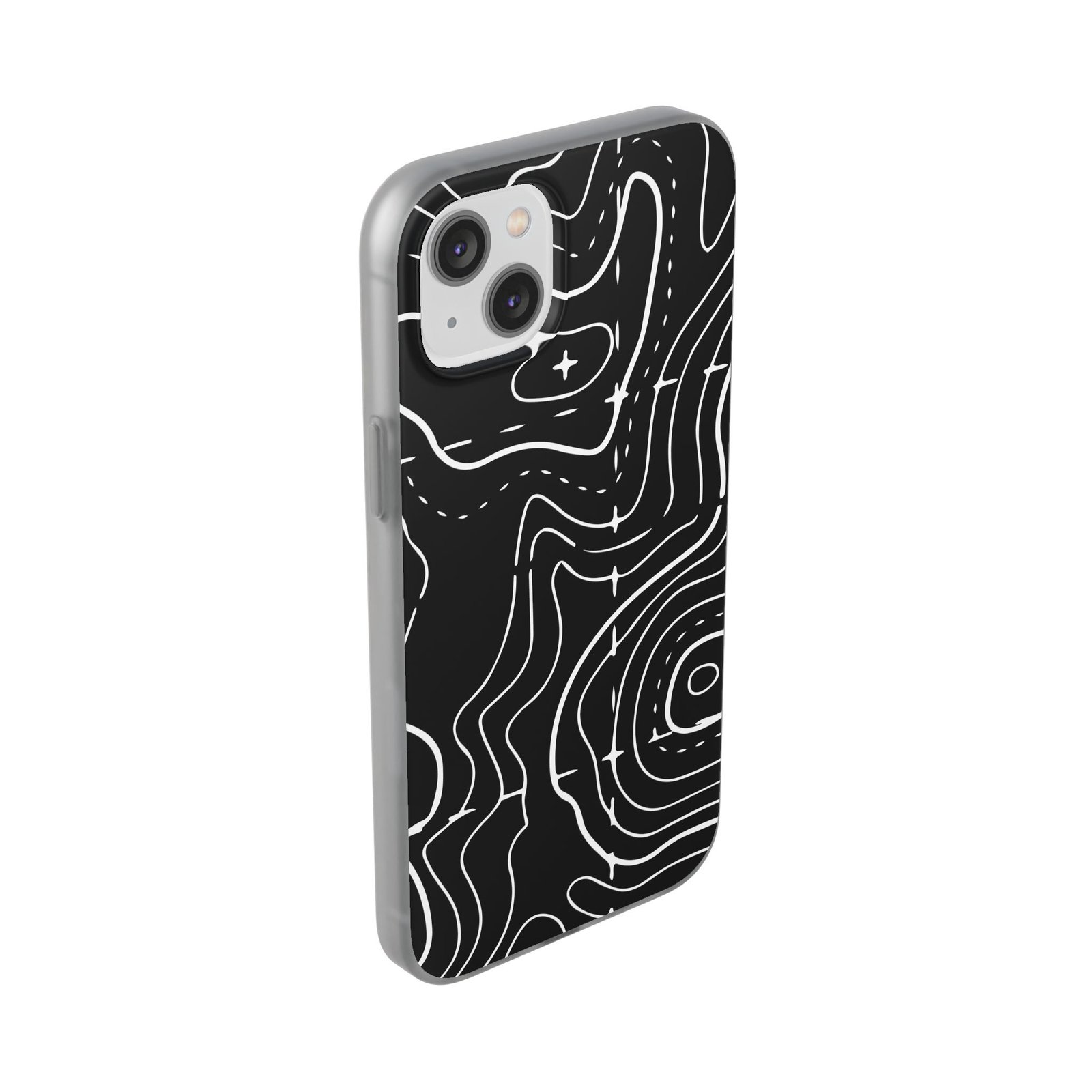 Phone Case — Black Topographic Line Art Design - Image 53