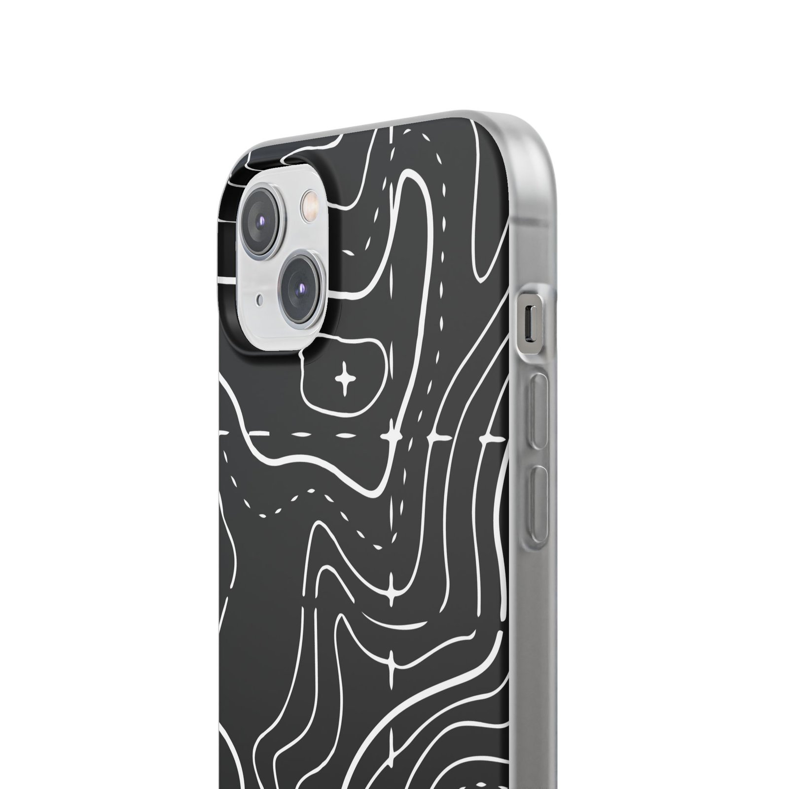 Phone Case — Black Topographic Line Art Design - Image 52