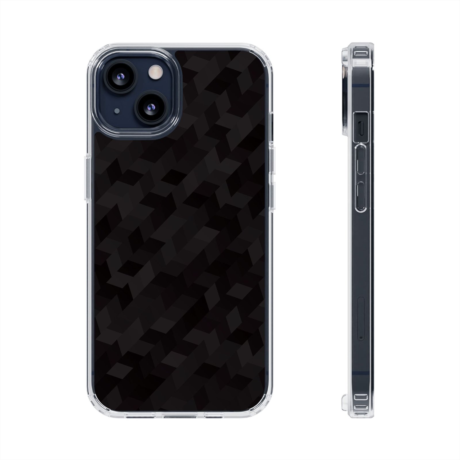 Clear Magnetic Impact-Resistant Phone Case — Black Houndstooth Pattern - Image 13
