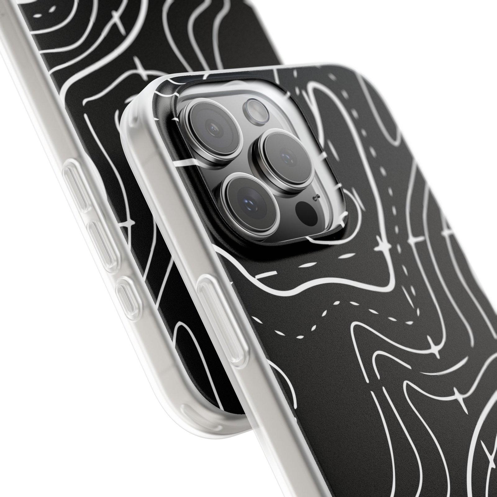 Phone Case — Black Topographic Line Art Design - Image 91