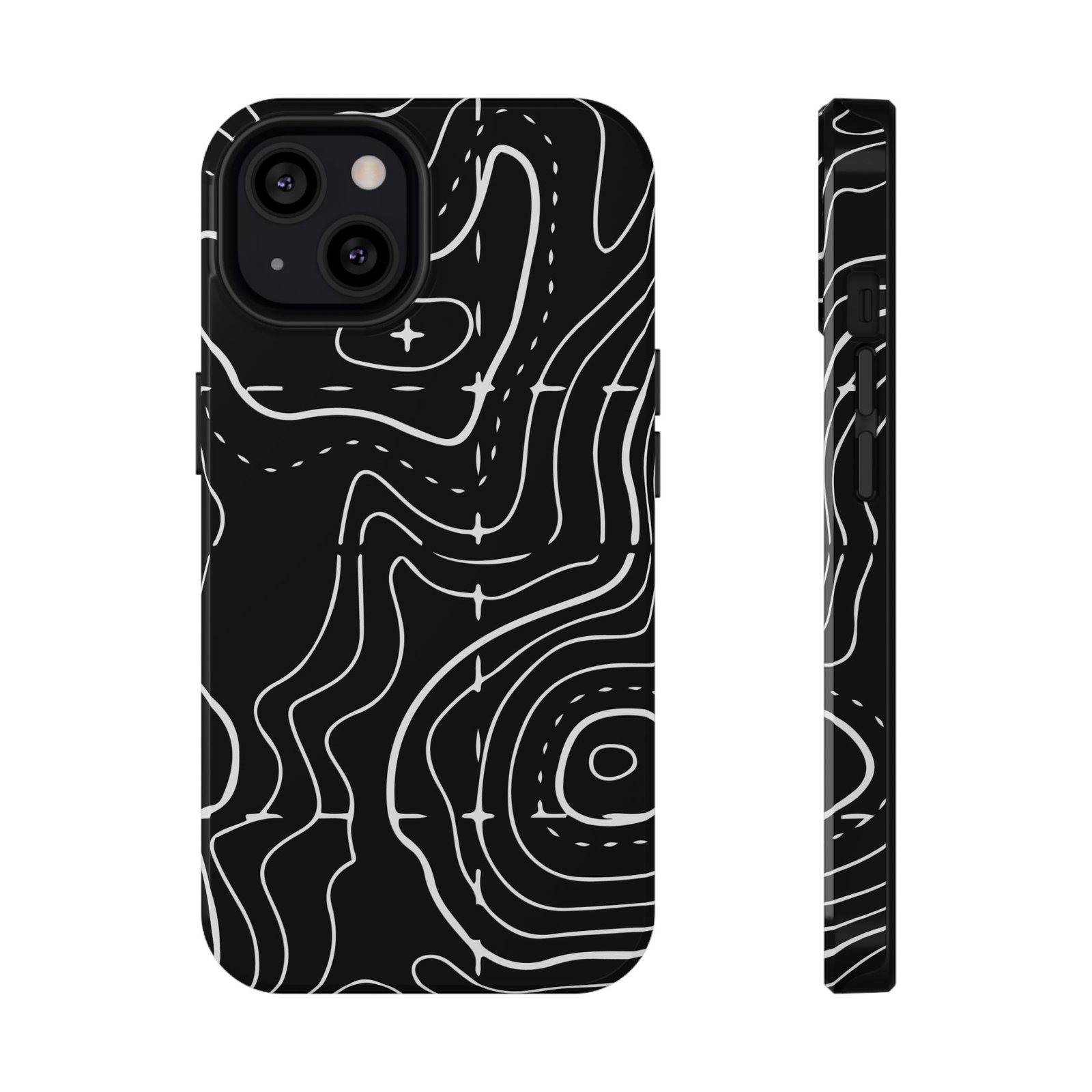 Topographic Black Phone Case — Impact-Resistant iPhone Cover