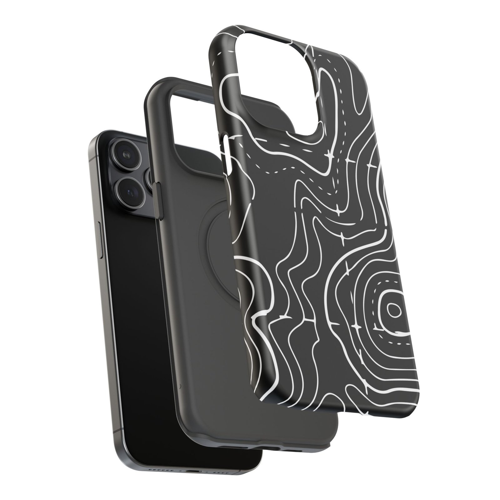 Topographic Black Phone Case — Impact-Resistant iPhone Cover - Image 56