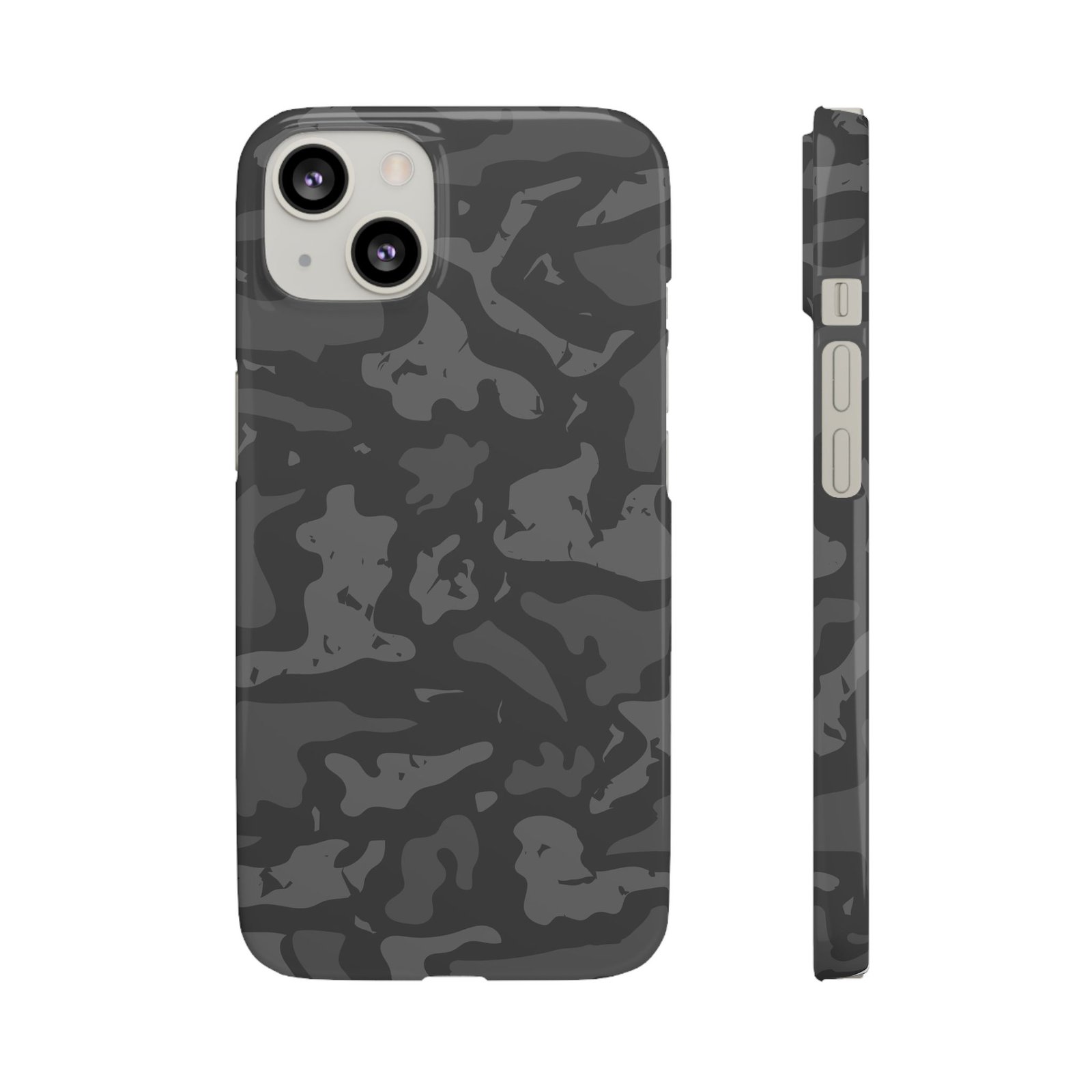 Black Grey Camo Snap Phone Case — Slim Protective Phone Cover - Image 2