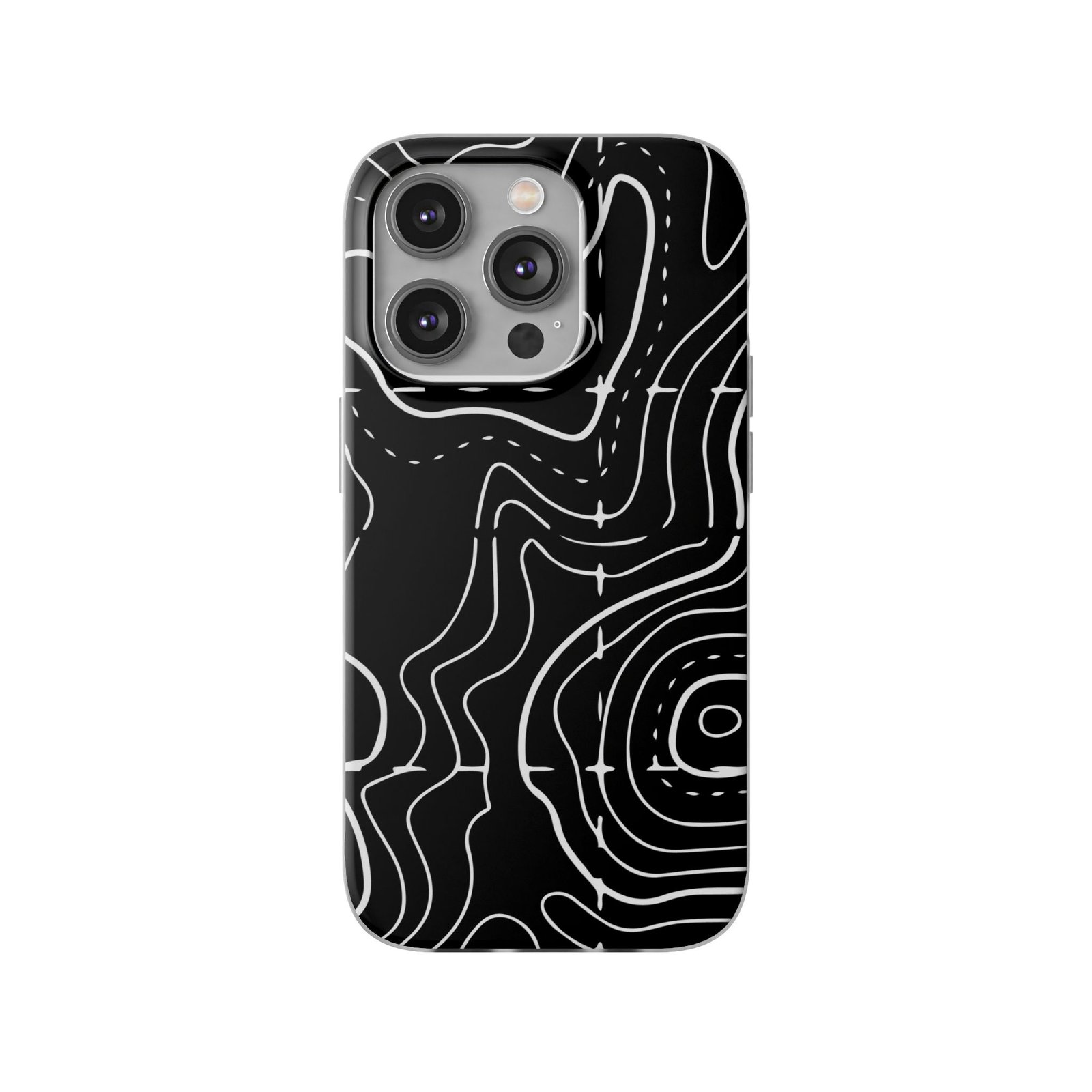 Phone Case — Black Topographic Line Art Design - Image 47