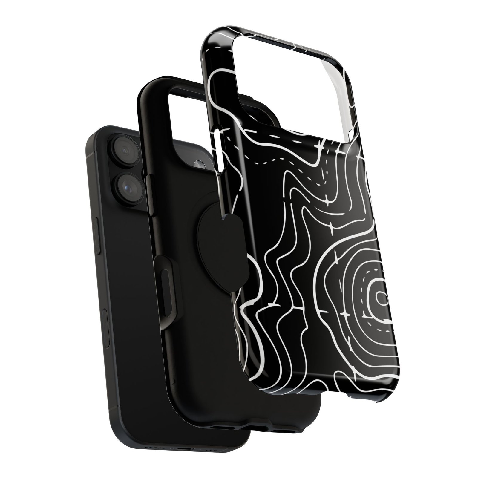Topographic Black Phone Case — Impact-Resistant iPhone Cover - Image 140
