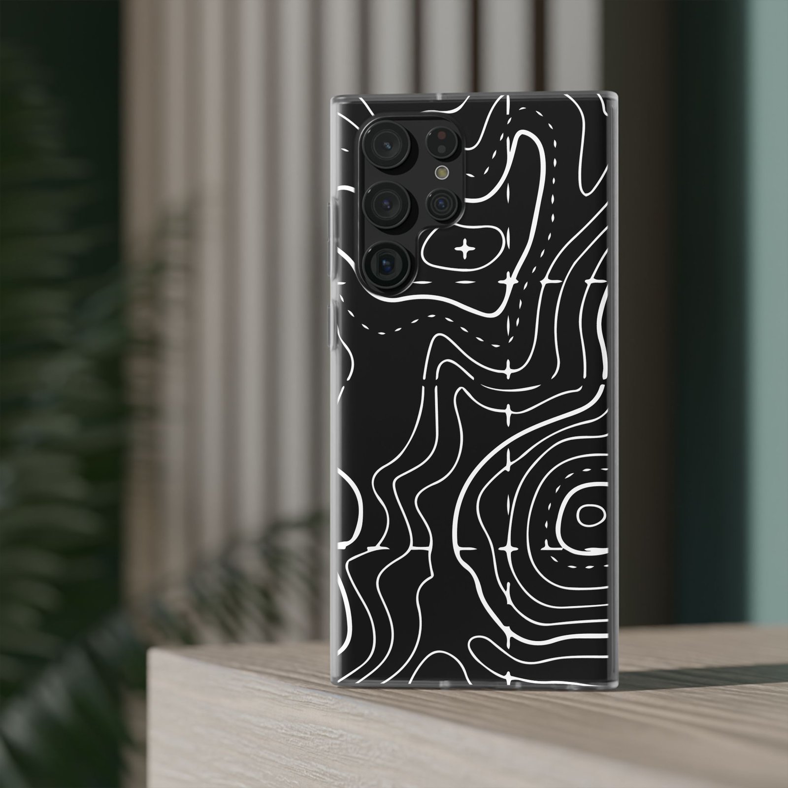 Phone Case — Black Topographic Line Art Design - Image 42