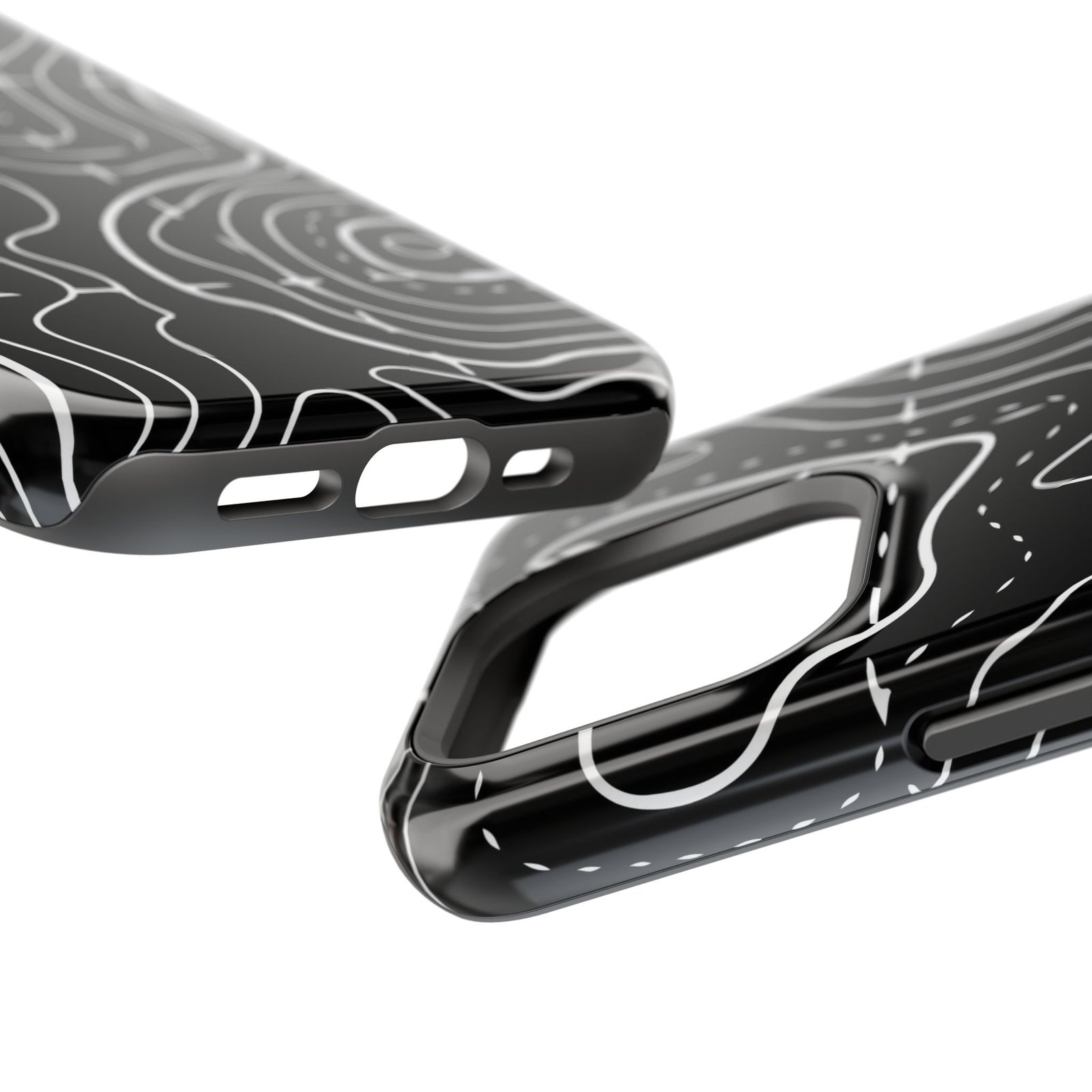 Topographic Black Phone Case — Impact-Resistant iPhone Cover - Image 35