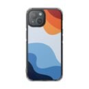 Abstract Wavy Art Magnetic Clear Phone Case — Blue Orange Minimalist Design