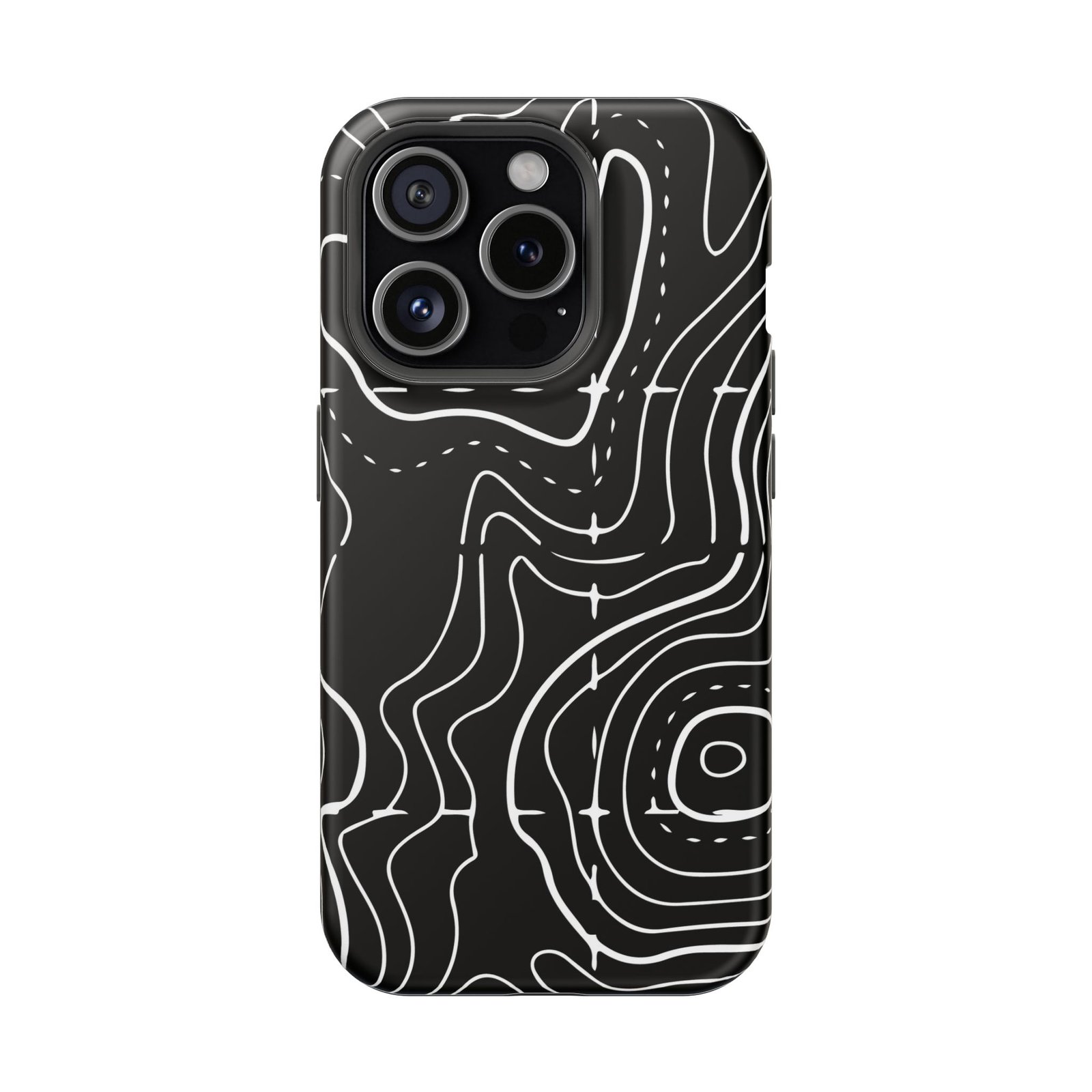 Topographic Black Phone Case — Impact-Resistant iPhone Cover - Image 37