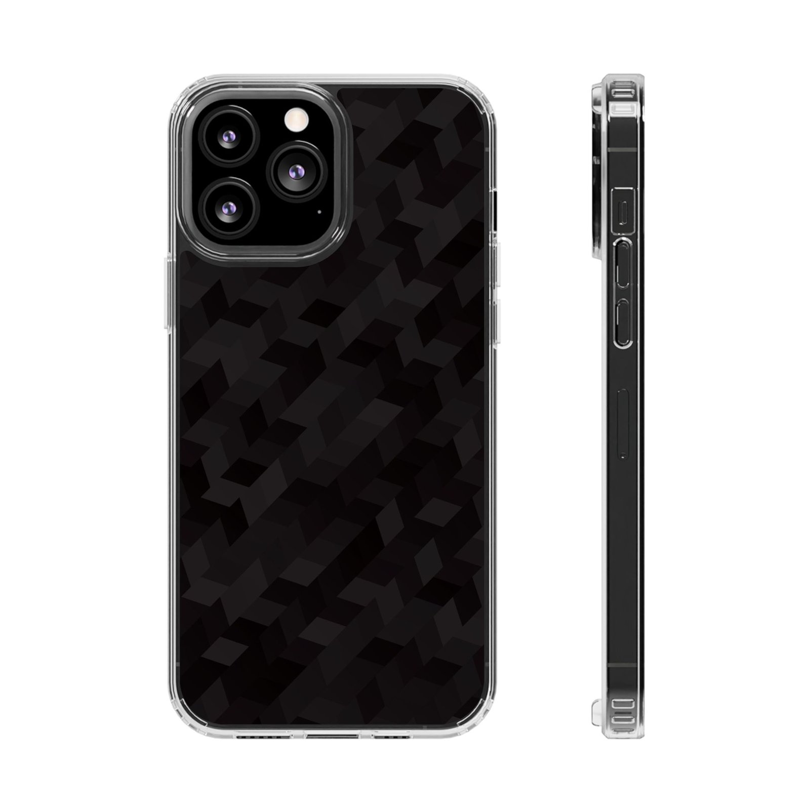 Clear Magnetic Impact-Resistant Phone Case — Black Houndstooth Pattern - Image 16
