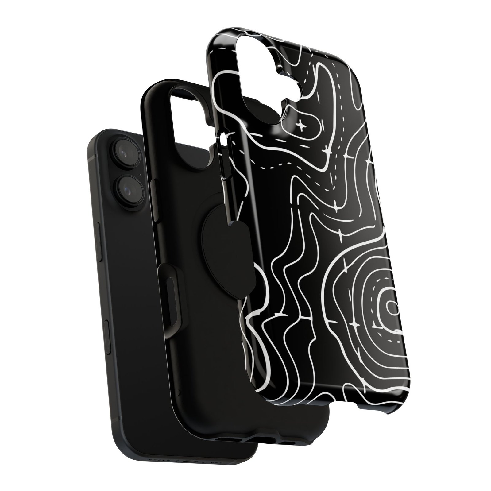 Topographic Black Phone Case — Impact-Resistant iPhone Cover - Image 124