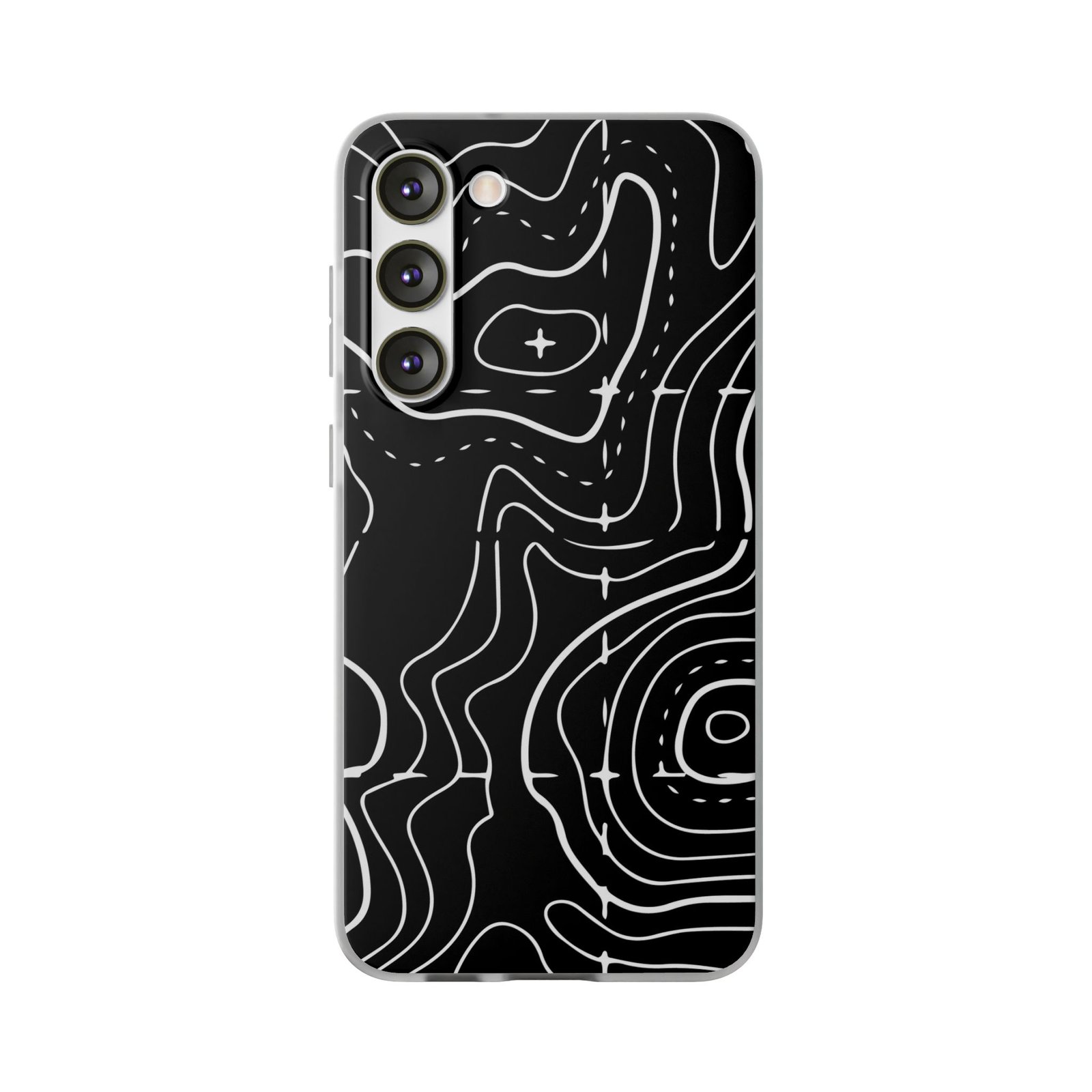 Phone Case — Black Topographic Line Art Design - Image 63