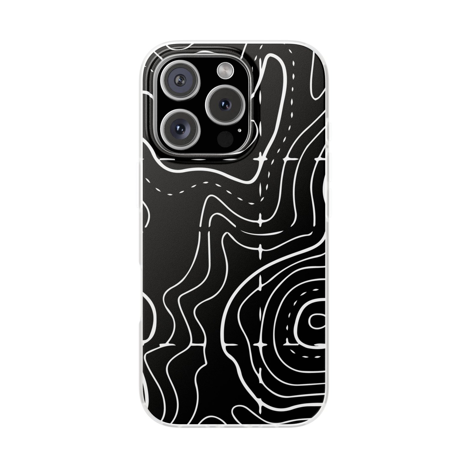 Phone Case — Black Topographic Line Art Design - Image 87