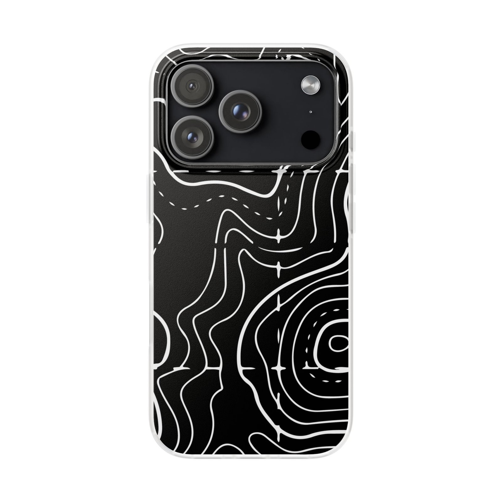 Phone Case — Black Topographic Line Art Design - Image 110