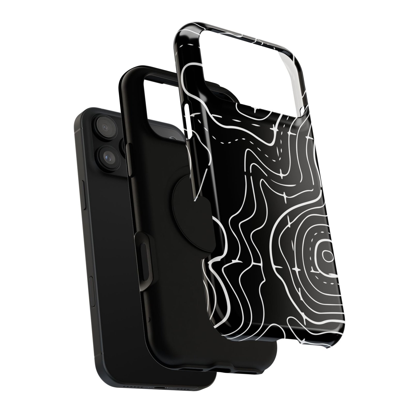Topographic Black Phone Case — Impact-Resistant iPhone Cover - Image 148