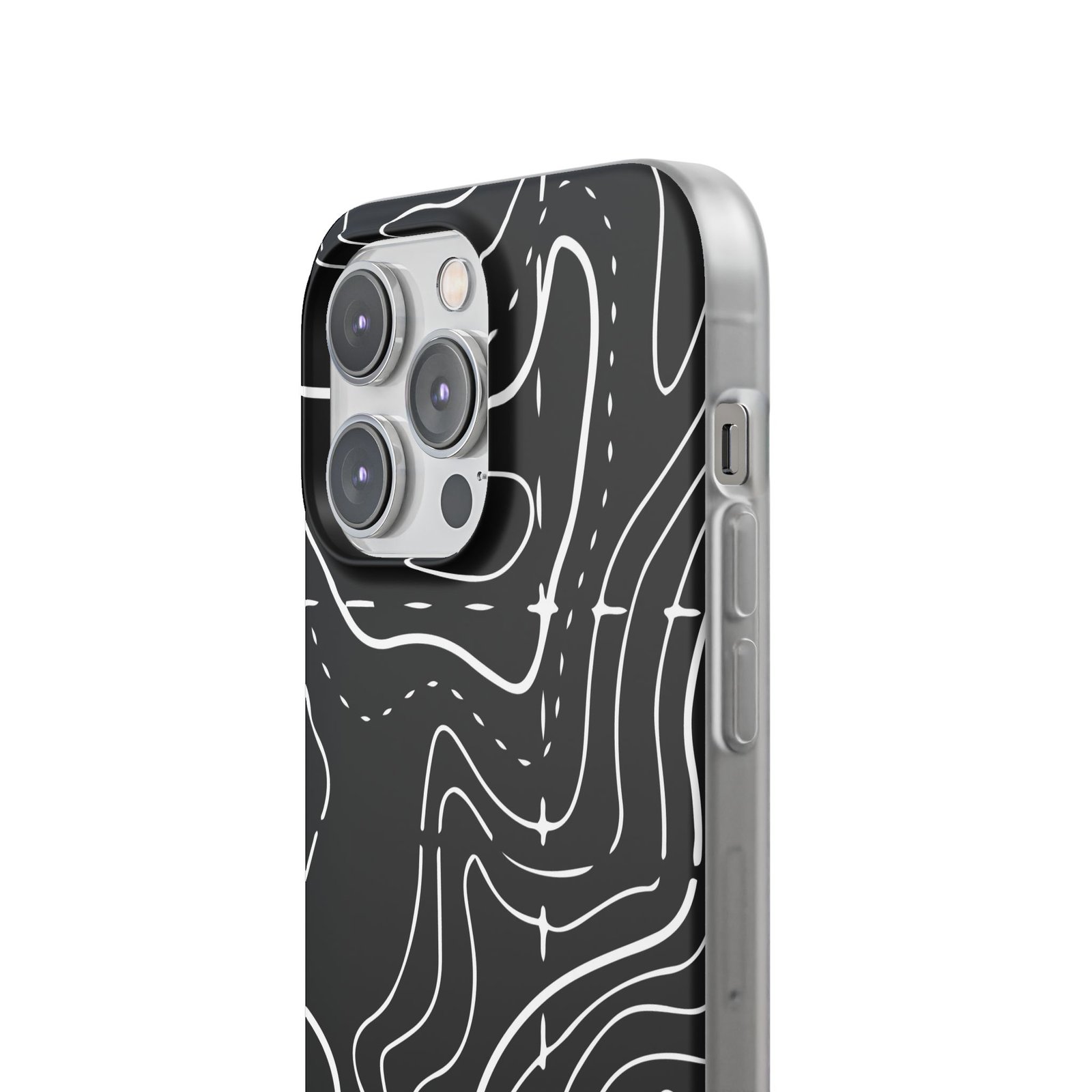 Phone Case — Black Topographic Line Art Design - Image 56