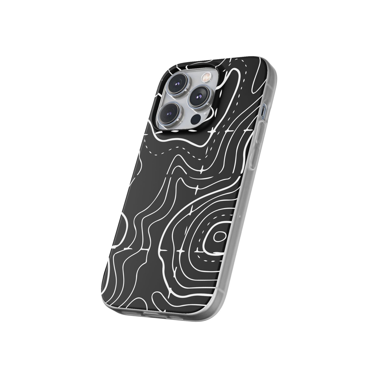 Phone Case — Black Topographic Line Art Design - Image 50