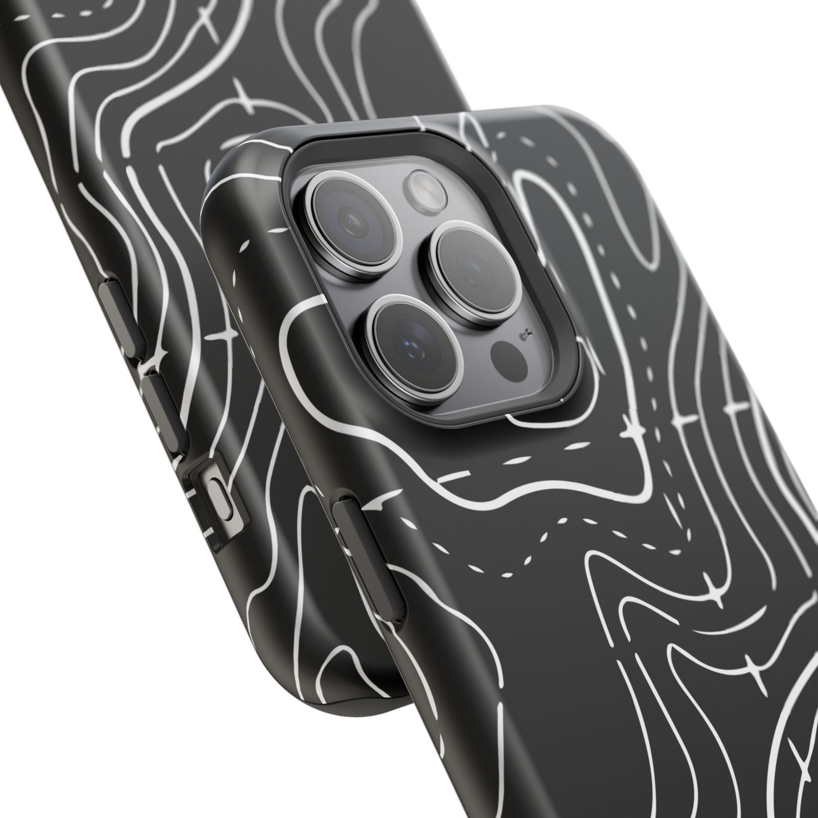 Topographic Black Phone Case — Impact-Resistant iPhone Cover - Image 54