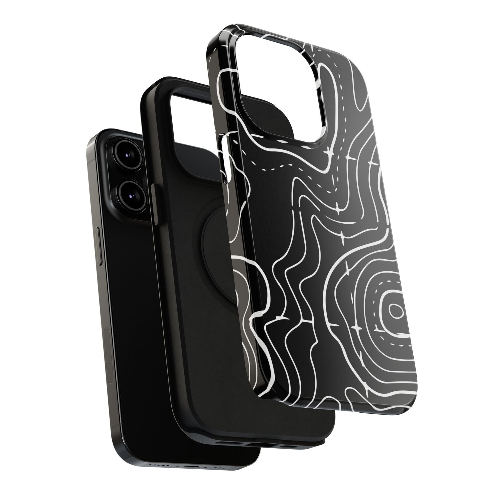 Topographic Black Phone Case — Impact-Resistant iPhone Cover - Image 68