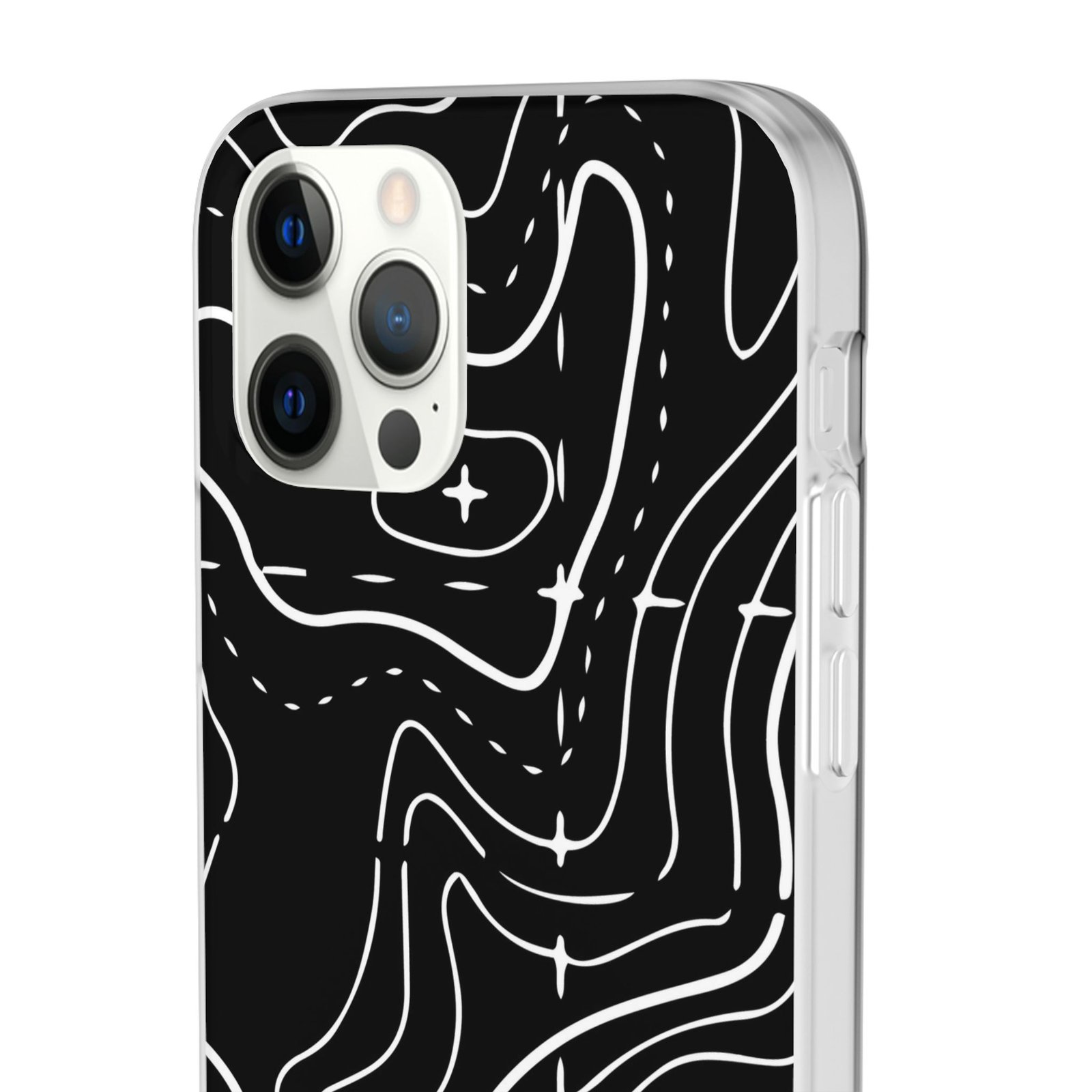 Phone Case — Black Topographic Line Art Design - Image 8