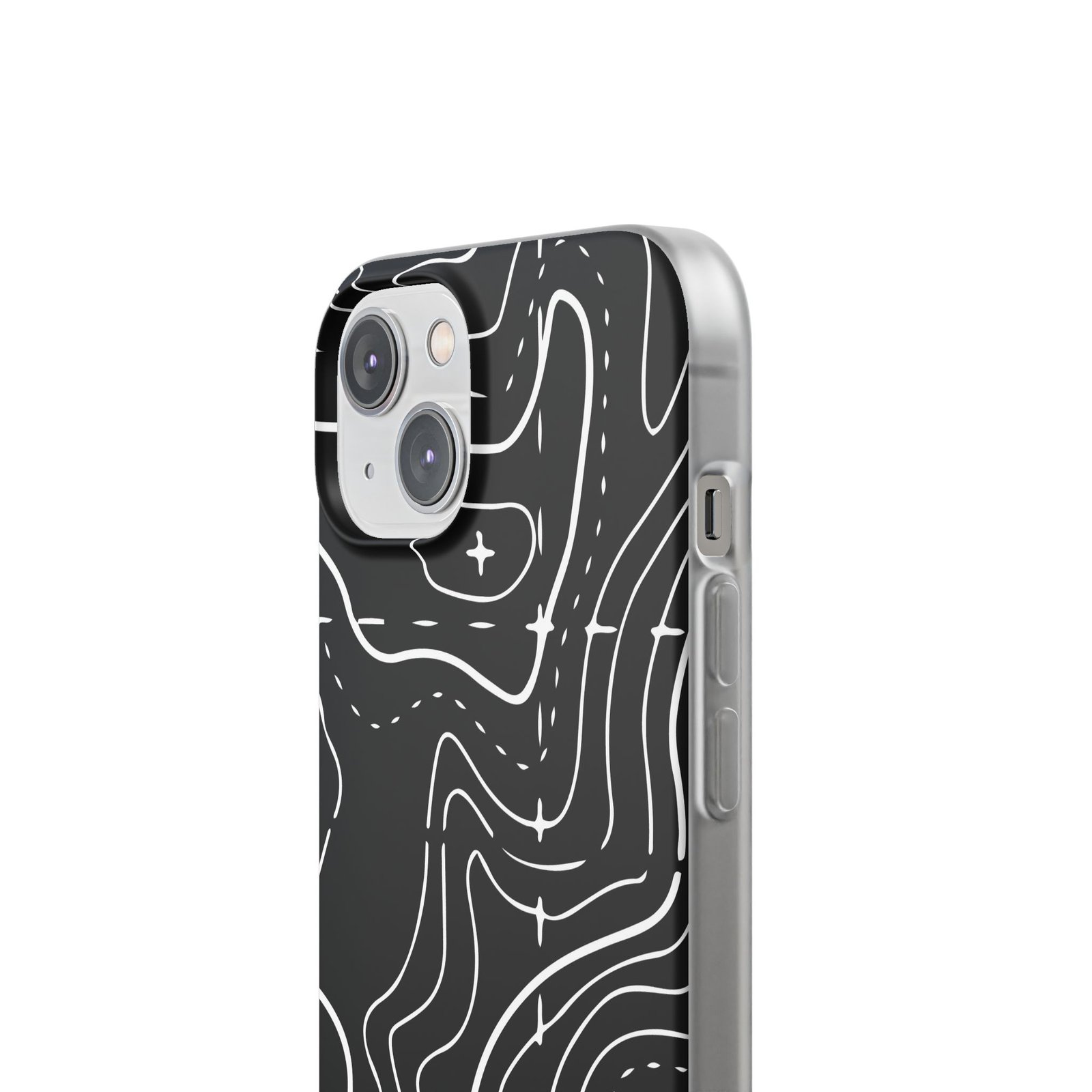 Phone Case — Black Topographic Line Art Design - Image 44