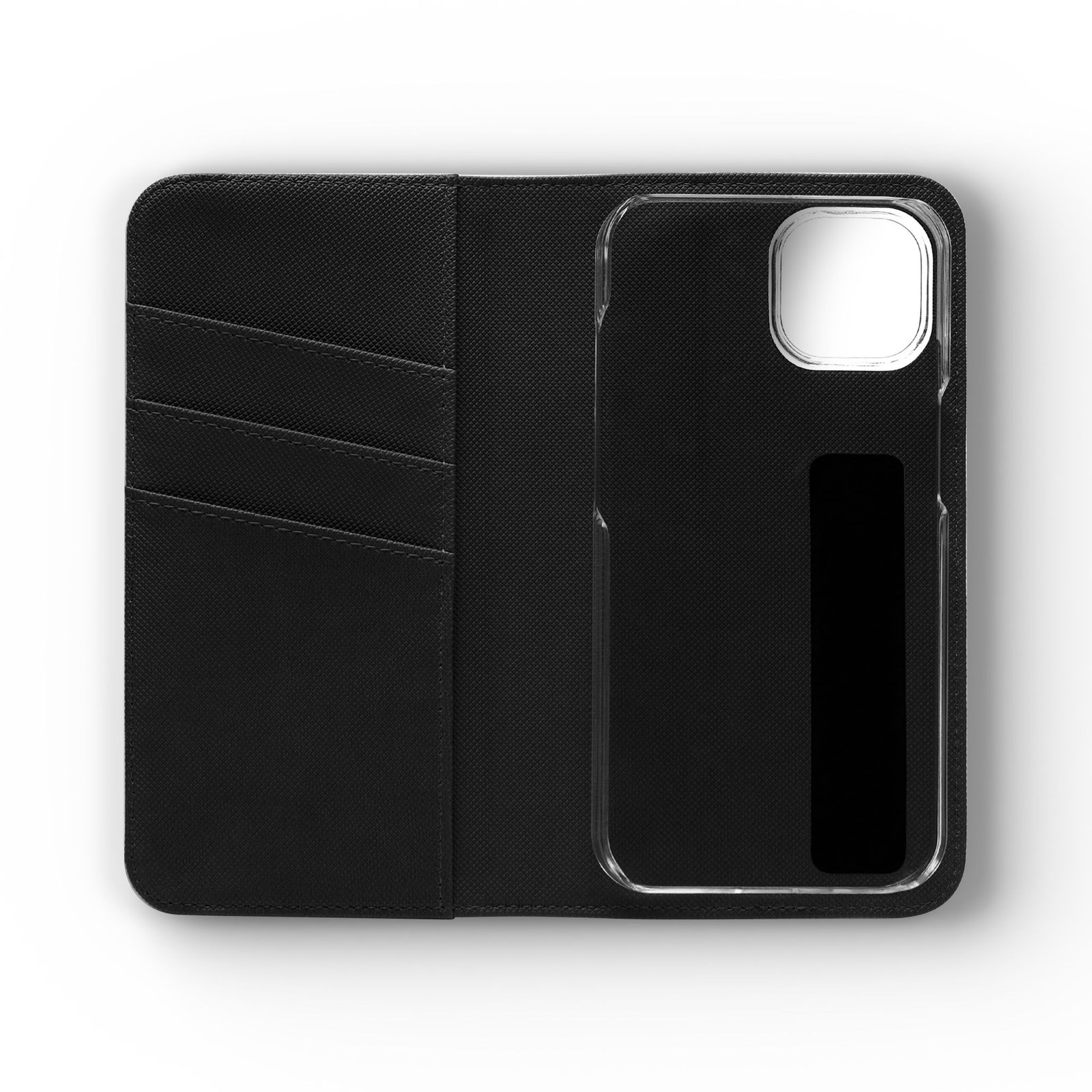 Topographic Pattern Flip Phone Case – Black Contour Wallet Cover with Card Slots - Image 2
