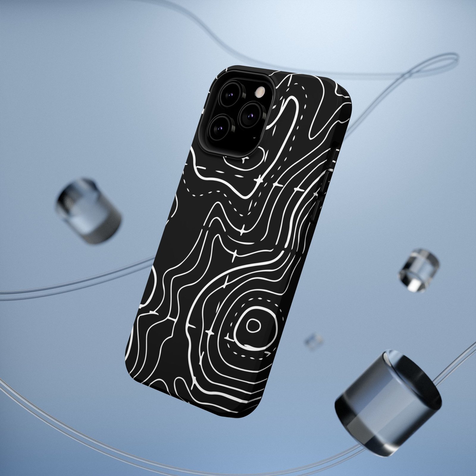 Topographic Black Phone Case — Impact-Resistant iPhone Cover - Image 24