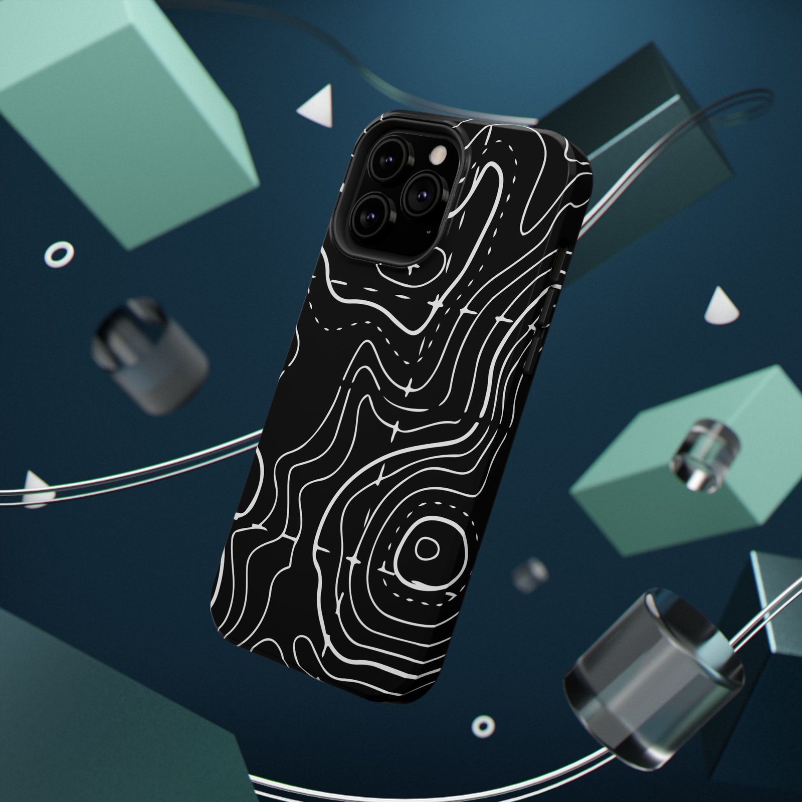Topographic Black Phone Case — Impact-Resistant iPhone Cover - Image 20