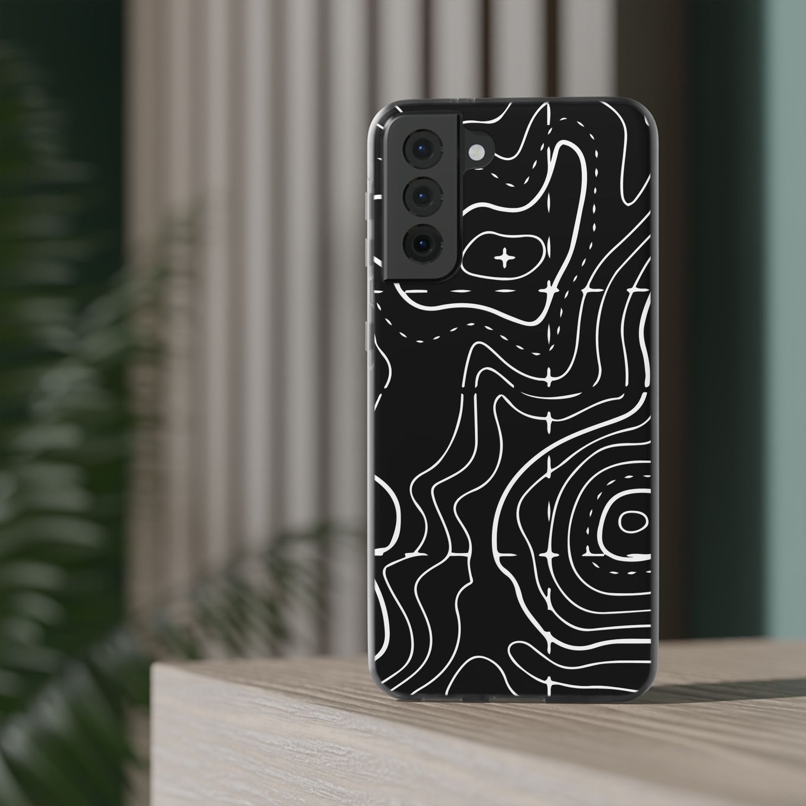 Phone Case — Black Topographic Line Art Design - Image 30