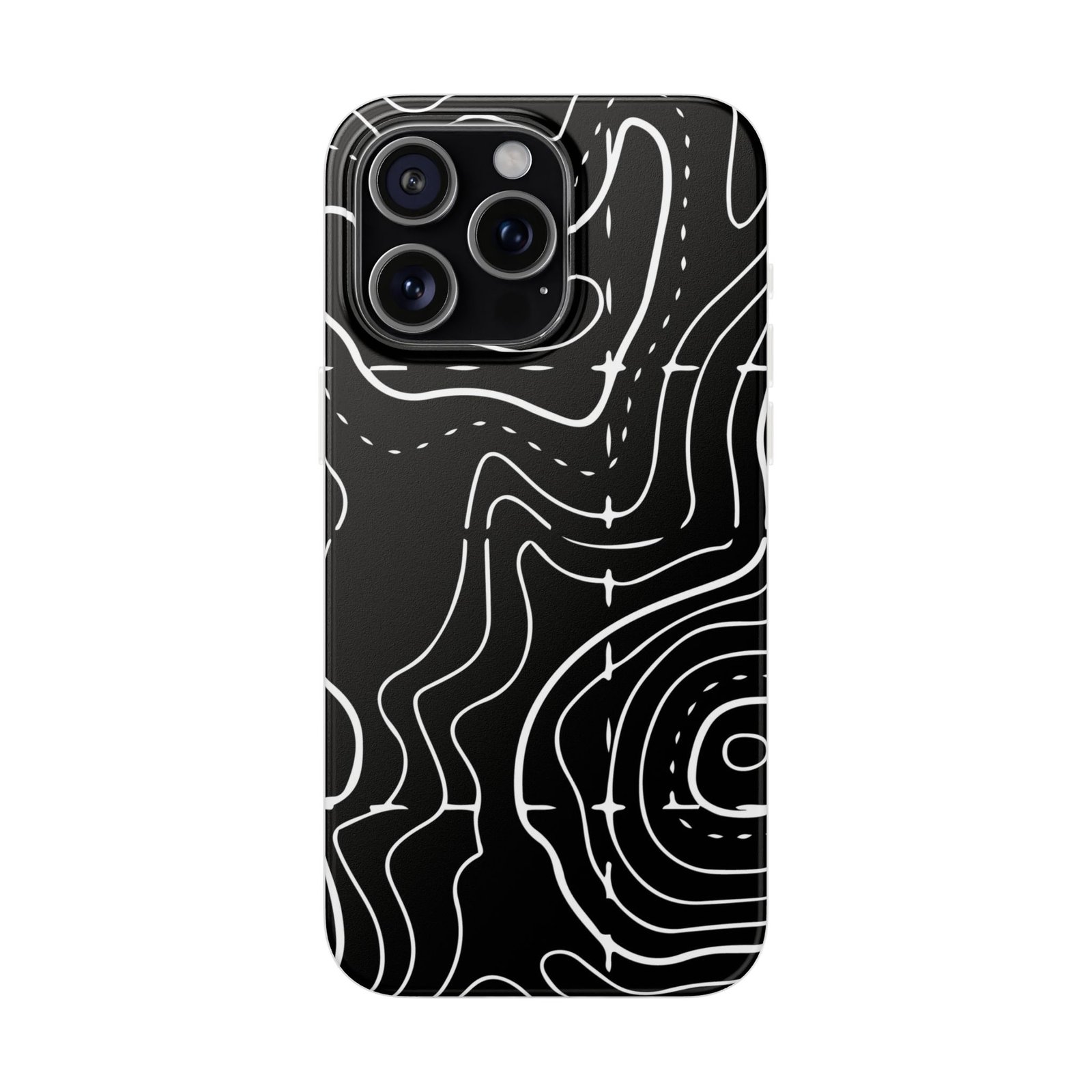Phone Case — Black Topographic Line Art Design - Image 83