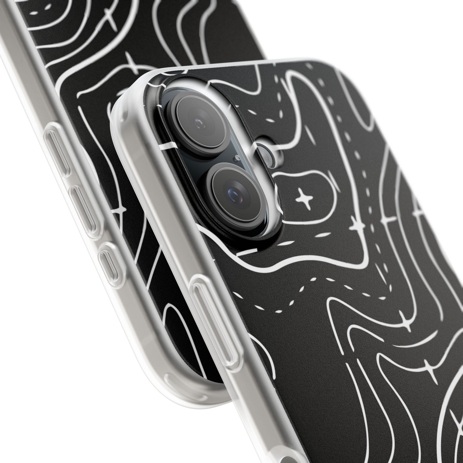 Phone Case — Black Topographic Line Art Design - Image 94