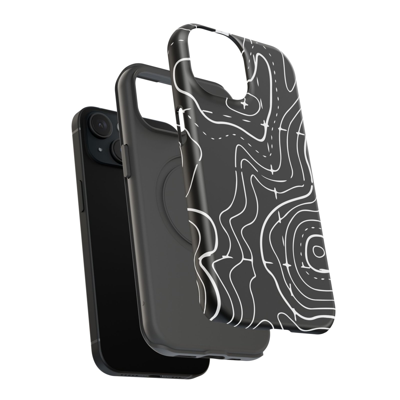 Topographic Black Phone Case — Impact-Resistant iPhone Cover - Image 32