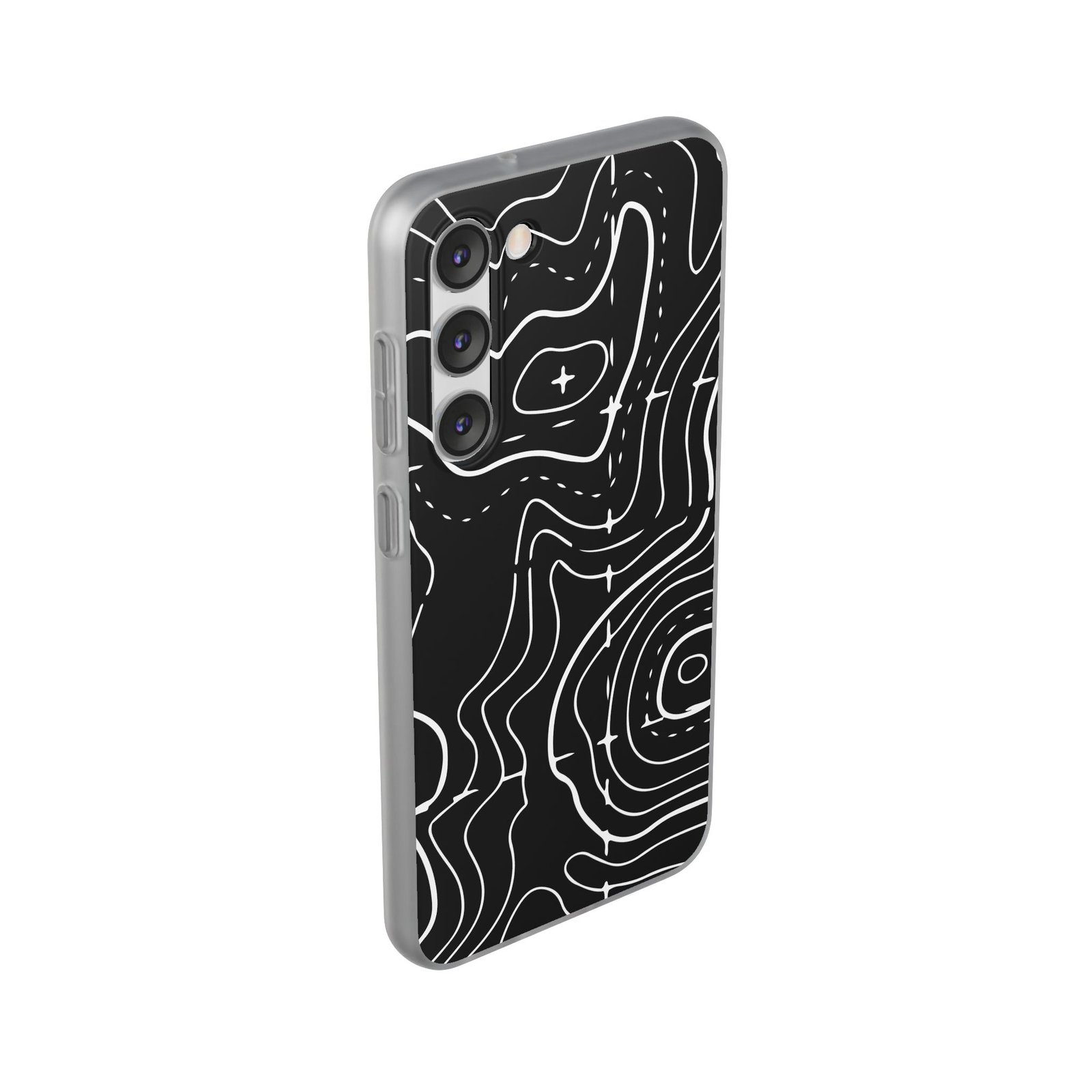 Phone Case — Black Topographic Line Art Design - Image 65