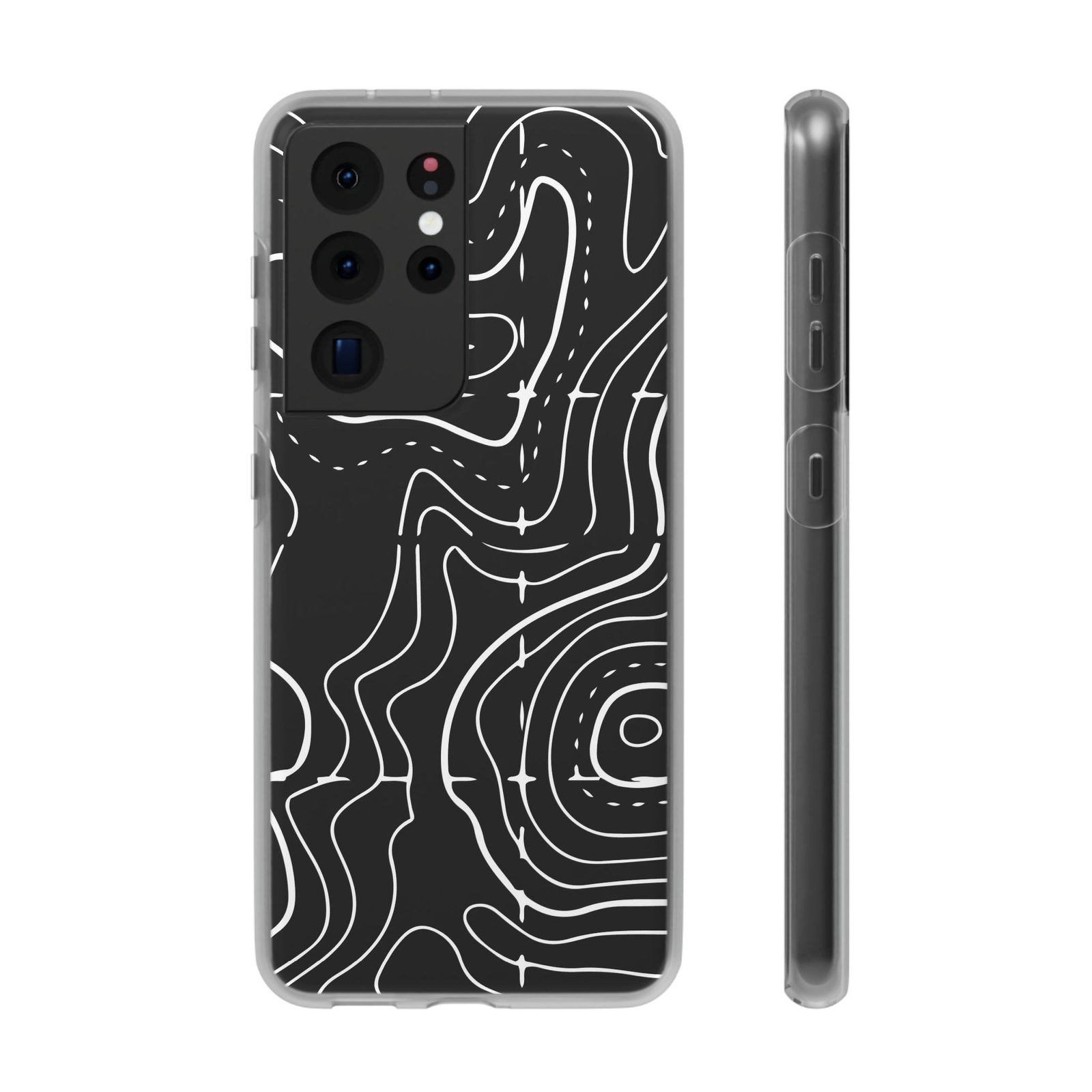 Phone Case — Black Topographic Line Art Design - Image 31
