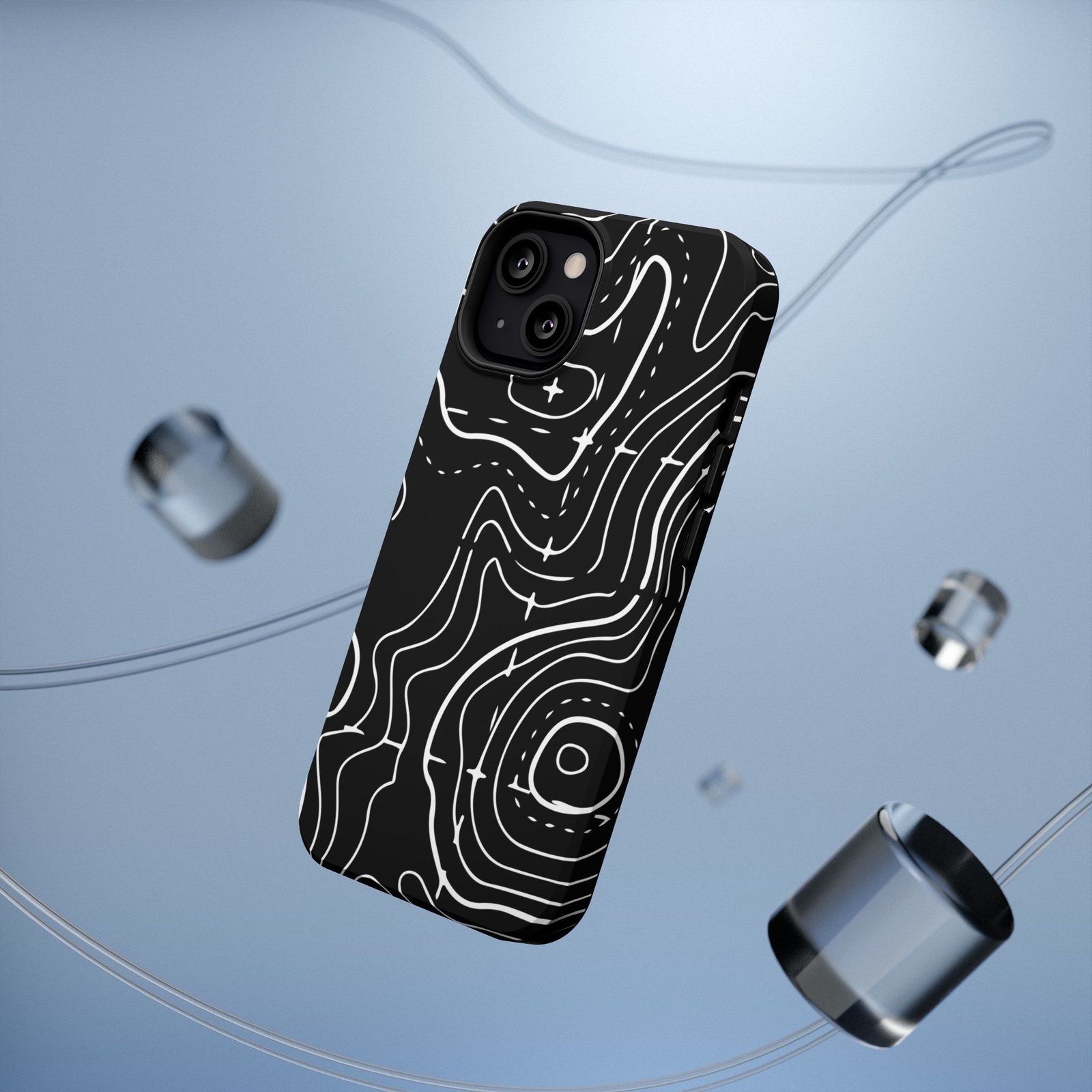 Topographic Black Phone Case — Impact-Resistant iPhone Cover - Image 6