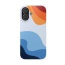 Abstract Wave Phone Case — Retro Sunset Blue & Orange Snap Case