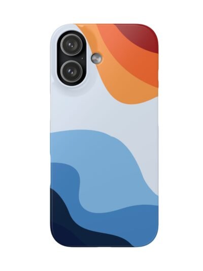 Abstract Wave Phone Case — Retro Sunset Blue & Orange Snap Case