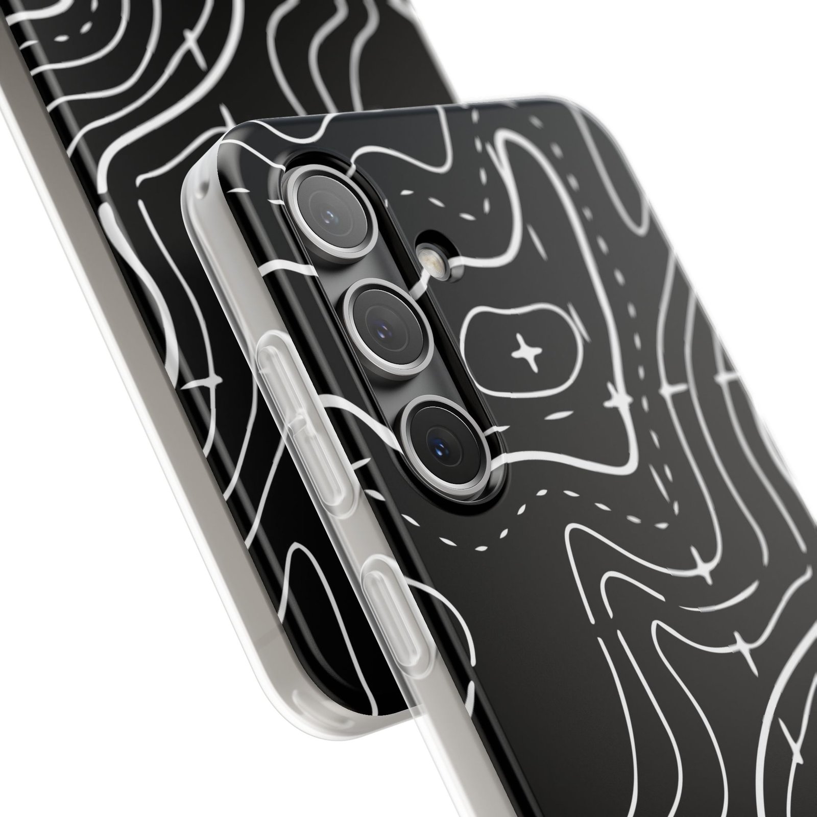 Phone Case — Black Topographic Line Art Design - Image 103
