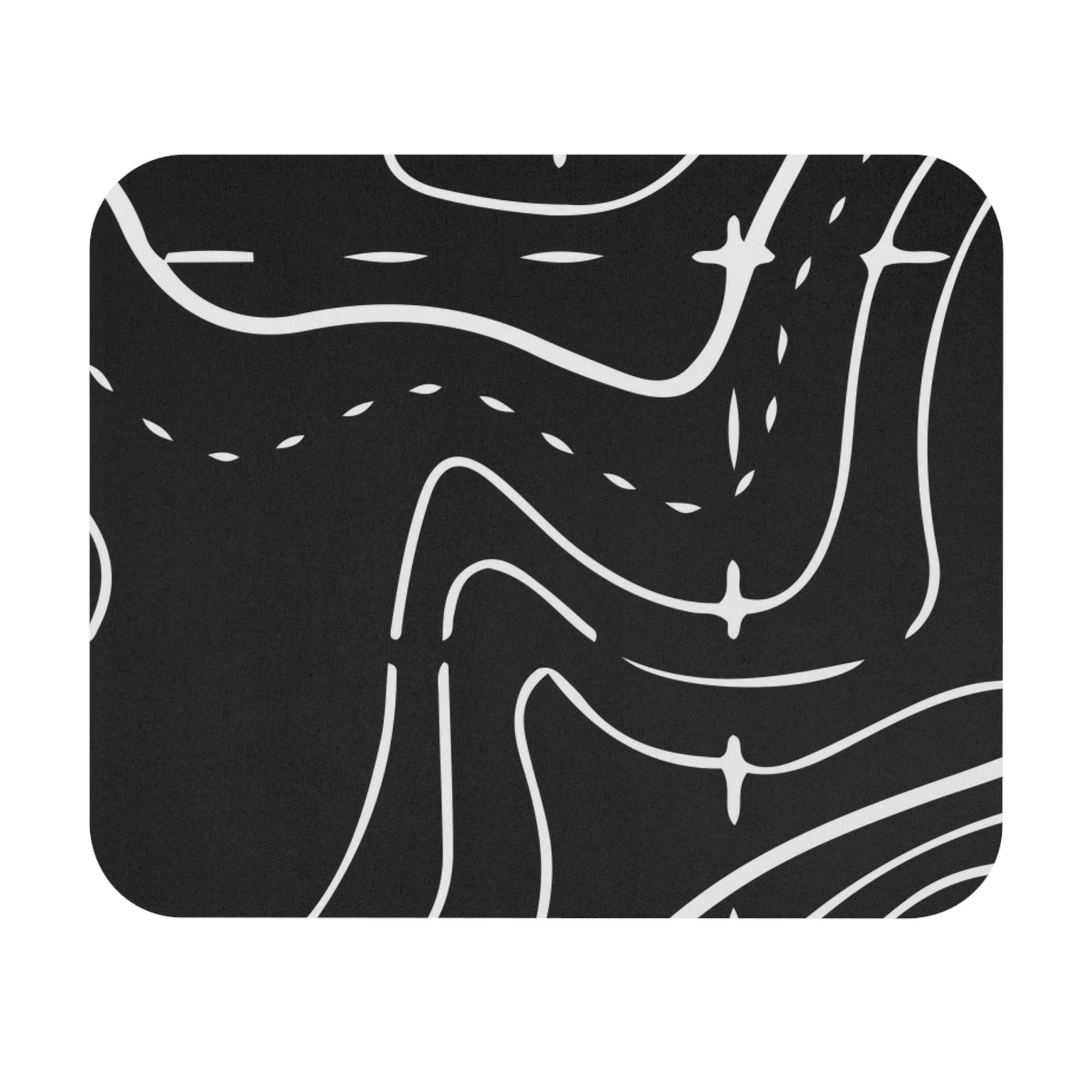 Abstract Topographic Mouse Pad — Black & White Contour Desk Mat - Image 2