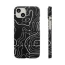 Topographic Lines Phone Case — Black Contour Snap Case