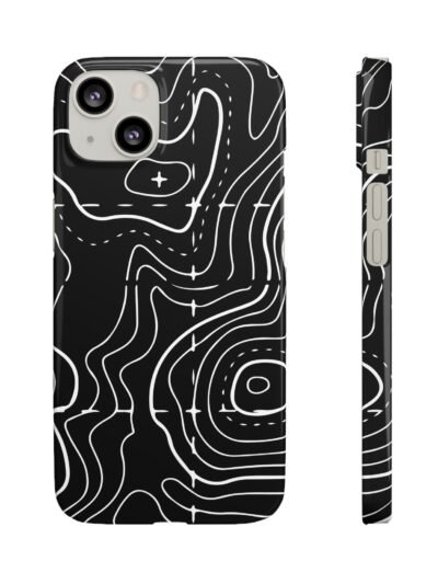 Topographic Lines Phone Case — Black Contour Snap Case
