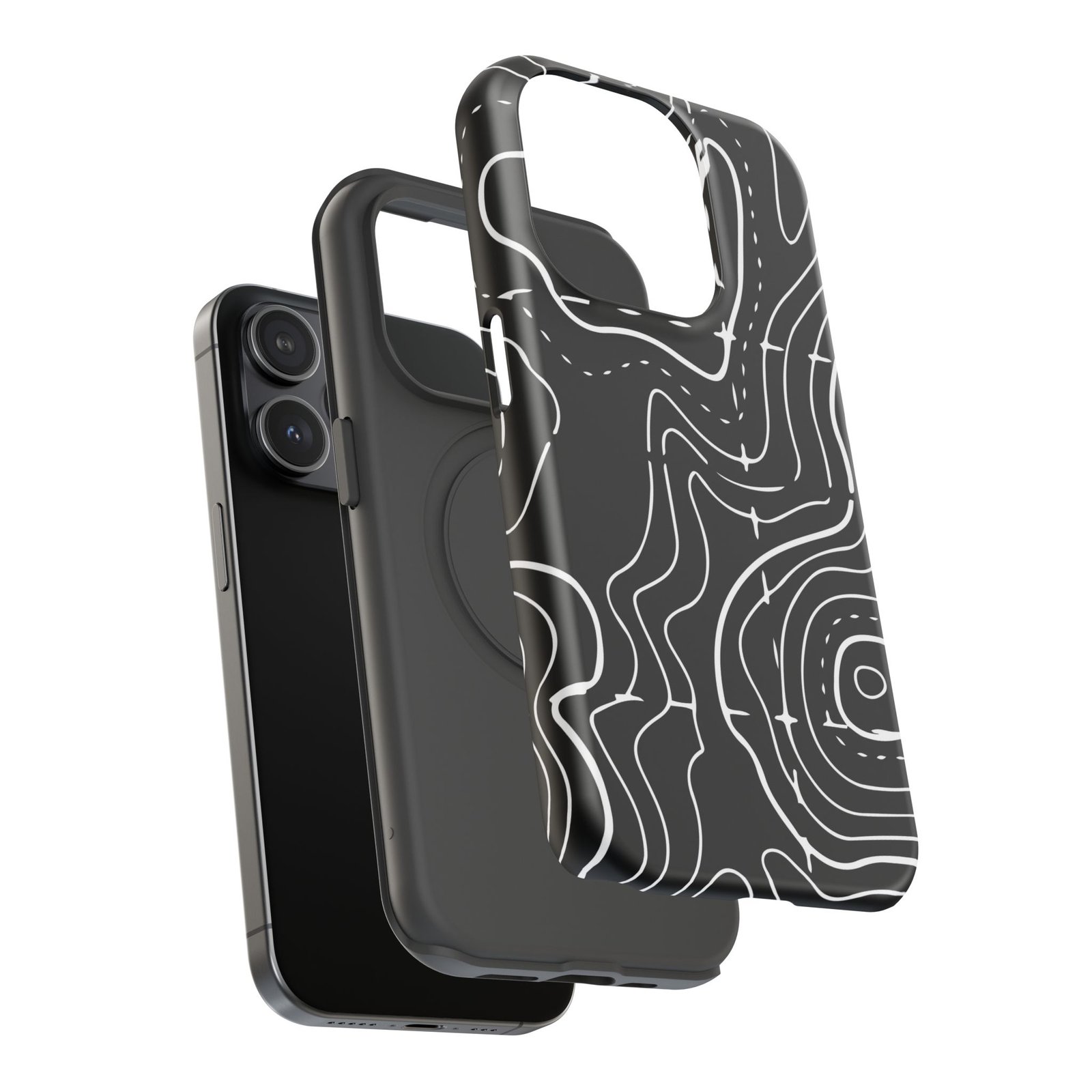 Topographic Black Phone Case — Impact-Resistant iPhone Cover - Image 40