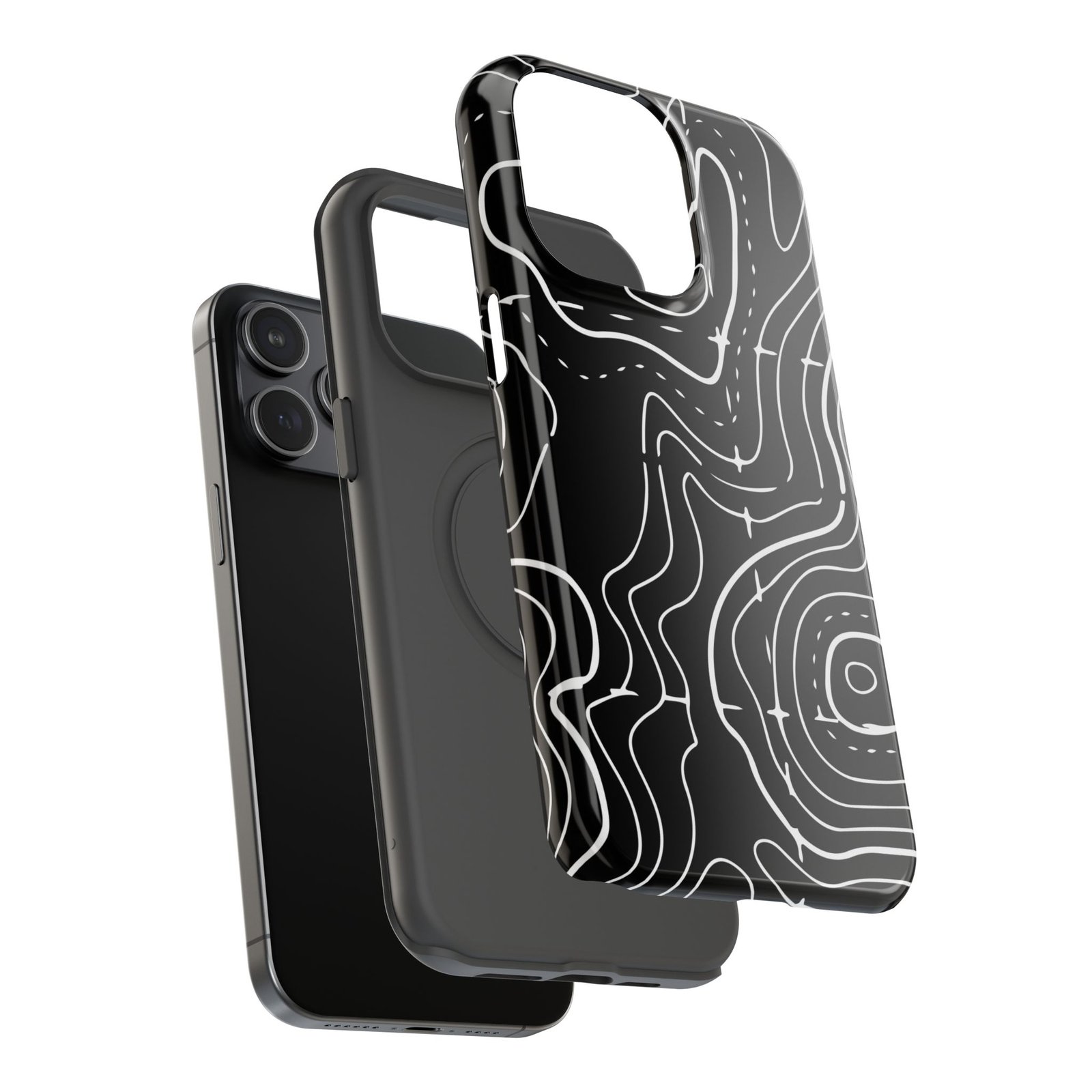 Topographic Black Phone Case — Impact-Resistant iPhone Cover - Image 52