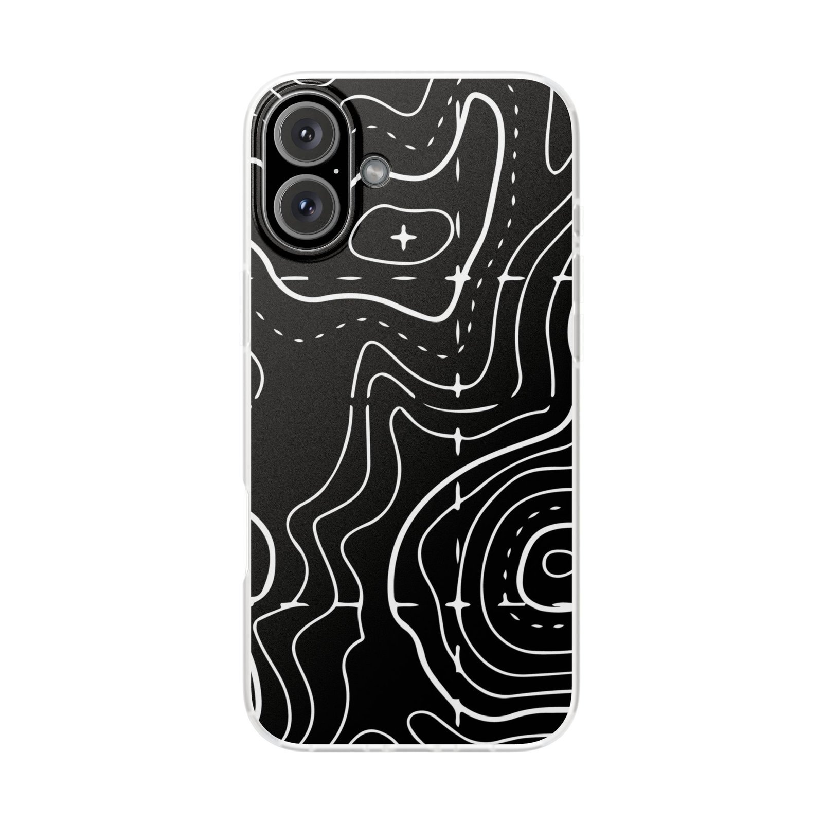 Phone Case — Black Topographic Line Art Design - Image 96