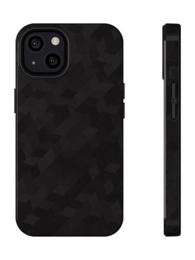 Impact-Resistant Phone Case — Black Geometric Camouflage