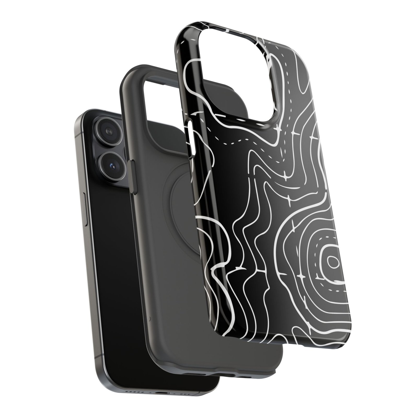Topographic Black Phone Case — Impact-Resistant iPhone Cover - Image 36