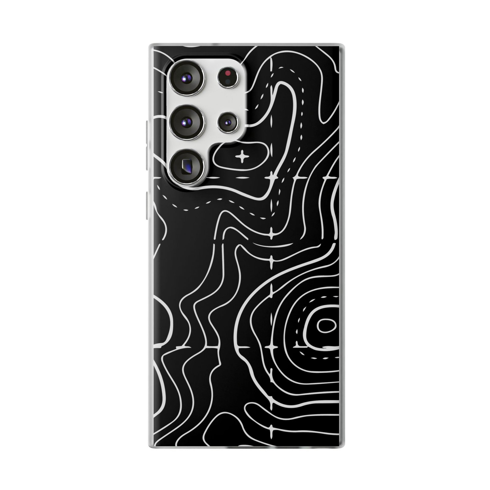 Phone Case — Black Topographic Line Art Design - Image 67