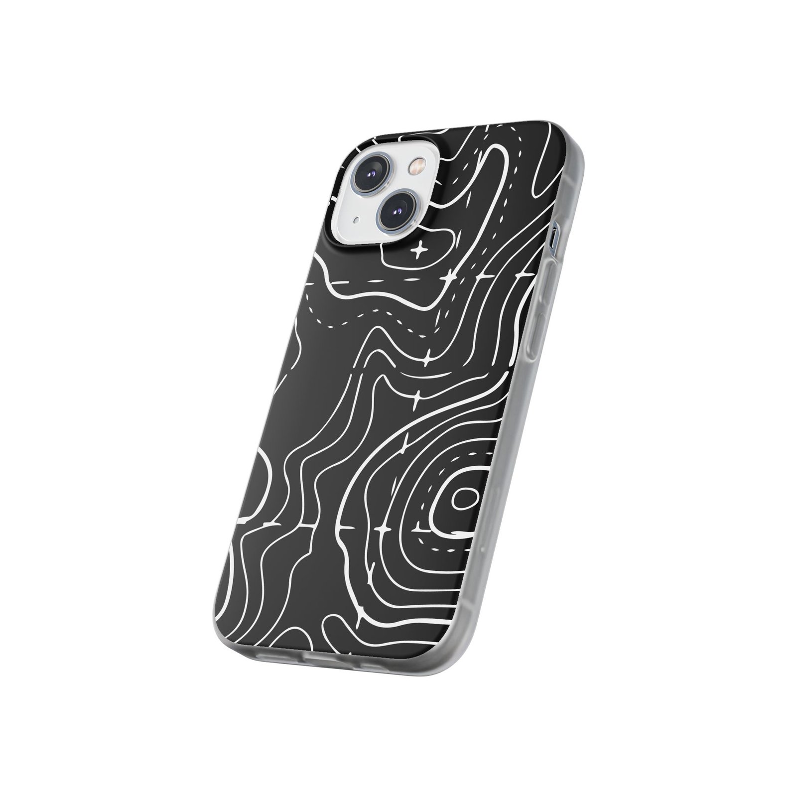 Phone Case — Black Topographic Line Art Design - Image 46