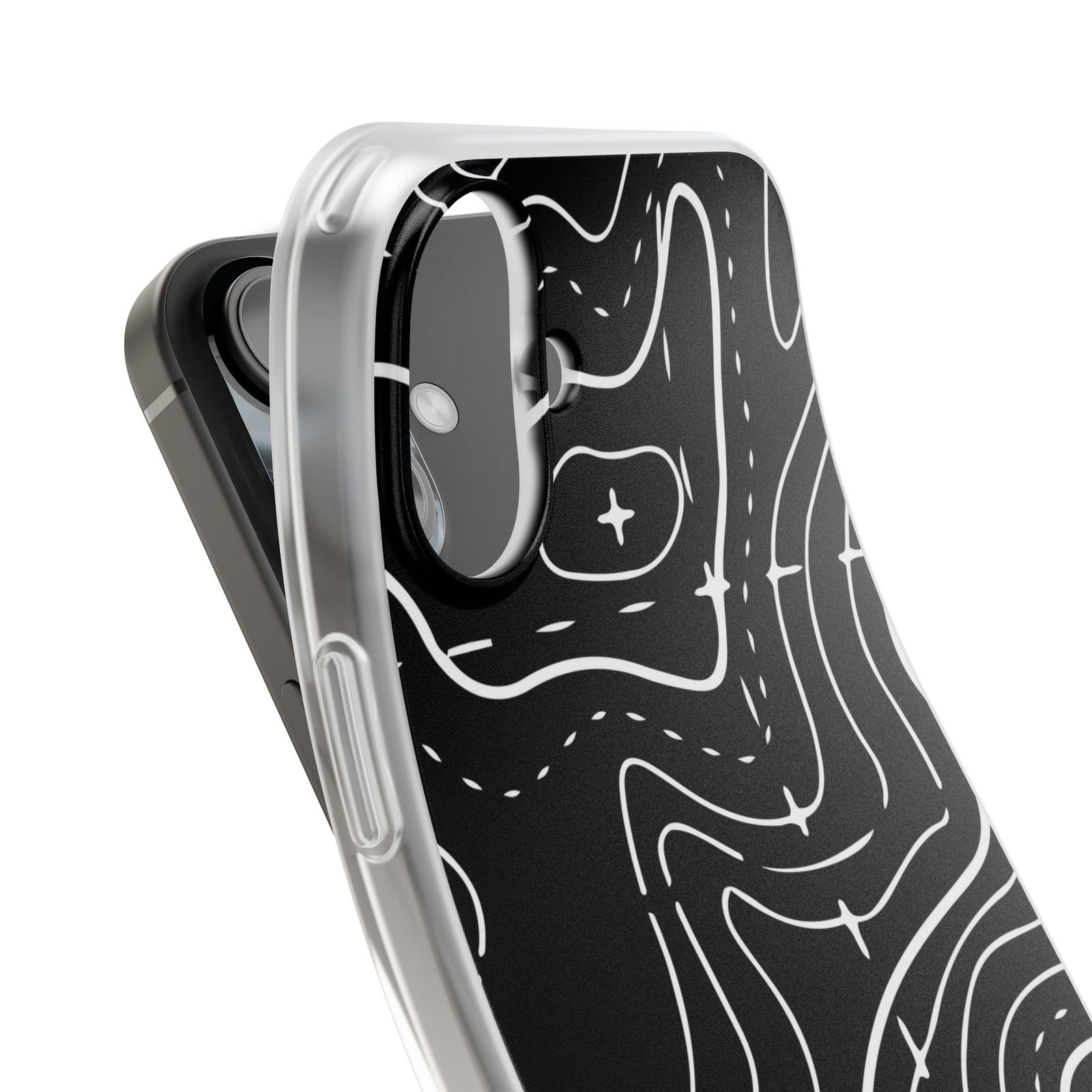 Phone Case — Black Topographic Line Art Design - Image 98
